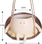 NINIPAPA Hanging Swing Chair Planter Pot Smile Face Plant Pot for Indoor Outdoor Plants Cute Head Flower Pots for Succulent String of Pearls Unique Gift on Mother's Day, Birthday, Christmas