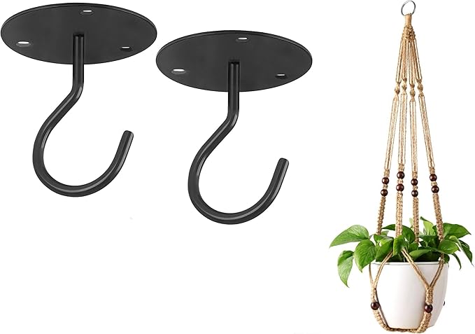Mkono Macrame Plant Hangers Indoor Jute Hanging Planter Basket and Ceiling Hooks, Wood Beads Decorative Flower Pot Holder for Indoor Outdoor Boho Home Decor,Brown