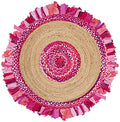 SAFAVIEH Cape Cod Collection 3' Round Pink / Natural CAP701U Handmade Boho Fringe Jute & Cotton Area Rug - color: Pink/Natural, size: 3' (Round)