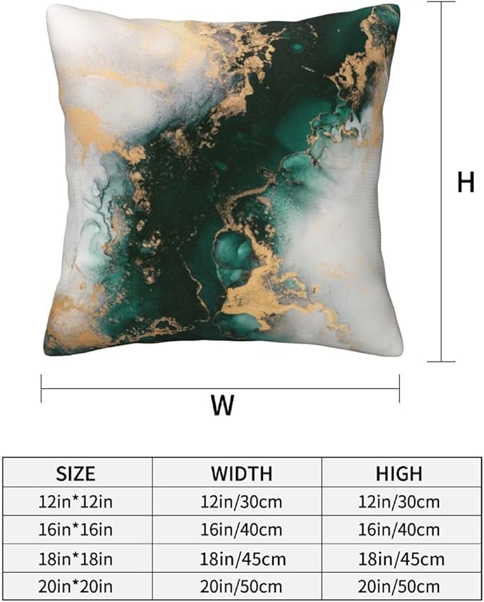 Emerald Green Gold Marble Pillow Covers 18x18 Set of 2, Green and Gold Modern Abstract Throw Pillow Covers Outdoor Decorative Pillow Case for Couch Bed Sofa Cushion Home Decor
