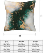 Emerald Green Gold Marble Pillow Covers 18x18 Set of 2, Green and Gold Modern Abstract Throw Pillow Covers Outdoor Decorative Pillow Case for Couch Bed Sofa Cushion Home Decor