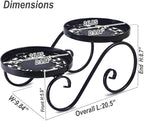 2 Tier Black Plant Stand, Metal Flower Stand Indoor Outdoor, Anti-Rust Iron Plant Shelf, Round Flower Pot Stands for Multiple Plants, Display Rack Potted Plant Holders for Garden Home Decor