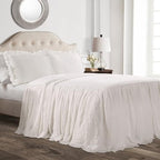 Lush Decor Ruffle Skirt Bedspread Set - 3-Piece Luxurious Farmhouse Bedding - Elegant Ruffle Detail - Timeless Style - Soft Lightweight Sheets - Queen, Lake Blue