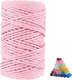 FLIPPED 100% Natural Cotton Macrame Cord,5mm x110 Yards Macrame Cords Colored Cotton Macrame Rope Craft Cord for DIY Crafts Knitting Plant Hangers Christmas Wedding Décor（Light Pink）