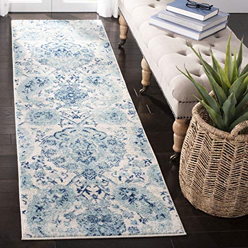 SAFAVIEH Madison Collection Runner Rug - 2'3" x 10', Cream & Turquoise, Boho Chic Glam Paisley Design, Non-Shedding & Easy Care, Ideal for High Traffic Areas in Living Room, Bedroom (MAD600E) - color: Cream/Turquoise, size: 2'3" x 10' (Runner)