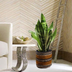 Jute Planter Basket Modern Woven Basket for 5" Flower Pot Floor Indoor Planters, 6" x 6" Storage Organizer Rustic Home Decor, Boho Storage Earth-Friendly Planter (6x6 inches, Yellow Stripe 6)