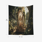 EMMTEEY Gothic Garden Vintage Tapestry 50X60 Inch - Flowers Vintage Clock Wall Art Medieval Forest Backdrop for Dorm Classroom