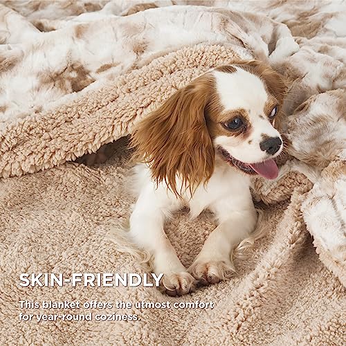 Bedsure GentleSoft Sherpa Fluffy Blanket Twin Size - Fleece Warm and Cozy Throw for Women Gift, Plush & Fuzzy Faux Christmas Fur Blanket for Couch, Bed Decor, Tie Dye Design, Beige, 60x80 Inches - color: 02 - Beige, size: Twin (60" x 80")