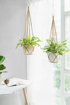 Dahey Set of 2 Macrame Plant Hanger Indoor Hanging Planter Basket with Hooks Flower Pot Plant Holder No Tassels for Boho Home Decor, 35 Inch