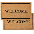 KANKUN Coco Coir Door Mat with Heavy Duty Backing, Welcome Doormat (17" x 30"), Doormat Entrance (Welcome2-2Pack) - color: Welcome2 - 2pack