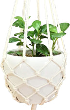 Macrame Plant Hanger Hanging Planter Hanging Net Basket Cotton Rope 52 Inch for 10 inch Pot, Pot and Plant Excluded (Beige)