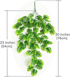 CATTREE Monstera Leaves Artificial Hanging Vines 4 Pack, Fake Ivy Tropical Leafs Green Leaf Plants Greenery Faux Vine Ivy Rattan Ferns for Wedding Garden Home Hawaiian Part Outdoor Décor
