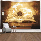 EMMTEEY Vintage Book Wall Tapestry for Bedroom 60X40 Inch - Knowledge Tree Wall Art Dark Academia Witchy Backdrop for Study Room Office