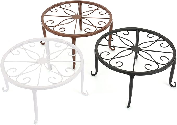 Tosnail 4 Pack 9" Metal Plant Stands for Indoor and Outdoor, Planters Stand, Flower Pots Holder, Beverage Dispenser Stand for Floor and Tabletop Decoration - Brown