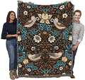 Pure Country Weavers William Morris Strawberry Thief Walnut Blanket - Arts & Crafts - Gift Tapestry Throw Woven from Cotton - Made in the USA (72x54) - color: Walnut, size: Large
