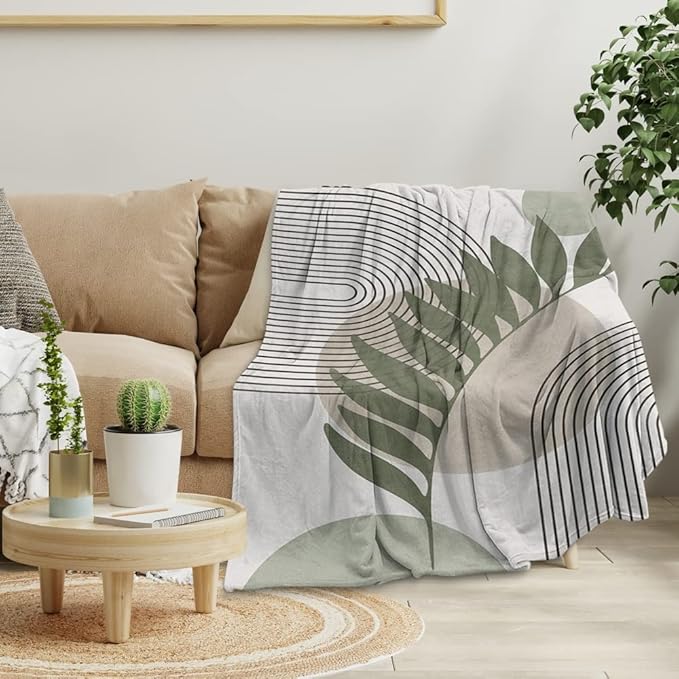 Boho Mid Century Throws Blankets Beige Yellow Modern Abstract Throw Blankets Minimalist Sun Boho Geometric Aesthetic Soft Warm Bed Bedding Women Blankets for Couch Bedroom Office 60"x80"