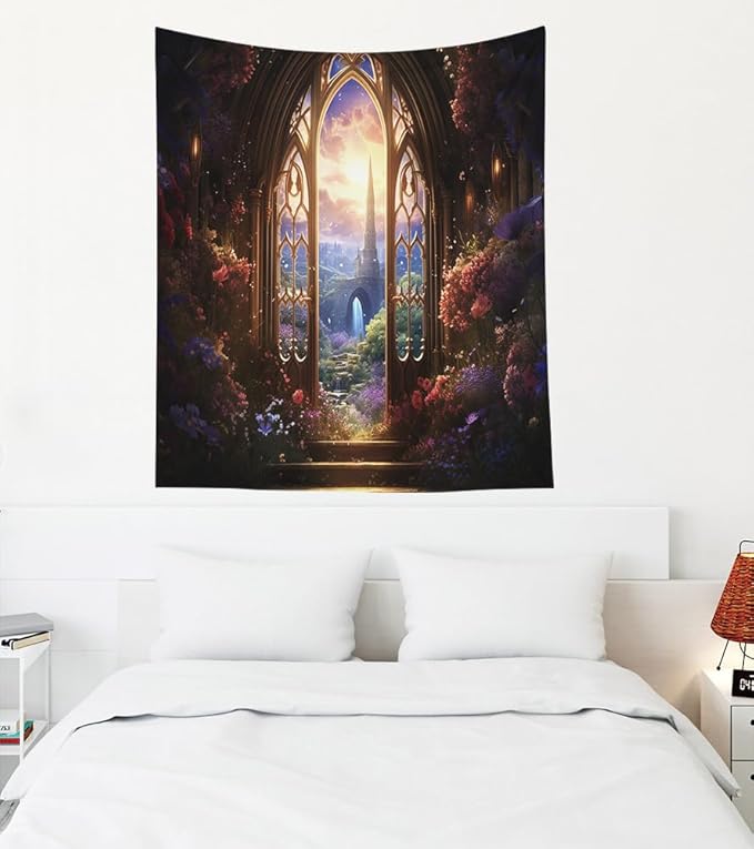 EMMTEEY Fantasy Wall Tapestry for Living Room 50X60 Inch - Fairytale World Wall Decor Witchy Forest Backdrop for Dorm Classroom