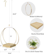 Hanging Planter for Indoor Plants, Plant Hanger with Sturdy Wood Base,Modern Boho Macrame Plant Hanger,Wall Ceiling Window Stands(Plants/Pots Not Included)