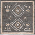 SAFAVIEH Kilim Collection Area Rug - 3' Square, Black & Ivory, Handmade Flat Weave Jute, Ideal for High Traffic Areas in Living Room, Bedroom (KLM762Z)