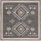SAFAVIEH Kilim Collection Area Rug - 3' Square, Black & Ivory, Handmade Flat Weave Jute, Ideal for High Traffic Areas in Living Room, Bedroom (KLM762Z)