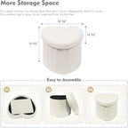 B FSOBEIIALEO Storage Ottoman Cube, Heart Shaped Ottomans with Storage Foot Stool Footrest for Lving Room, Boucle Ottoman Seat for Dorm Room,Faux Teddy Fur, White 15"x15"x15"