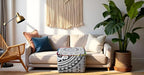 CRAFT KALA Large Hippie Mandala Meditation Floor Ottoman Pillow Cushion Pouf Cover Square Poufs Cover Bohemian Floor Cushion Case Outdoor Fireplace Yoga Living Room Decor 16X16X14 inches, Grey Ombre