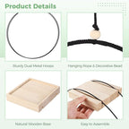 4 PCS Hanging Planters with Wood Base for Indoor Plants, Modern Boho Macrame Plant Hanger for Indoor Outdoor Window Wall Ceiling Home Decoration, with Hooks