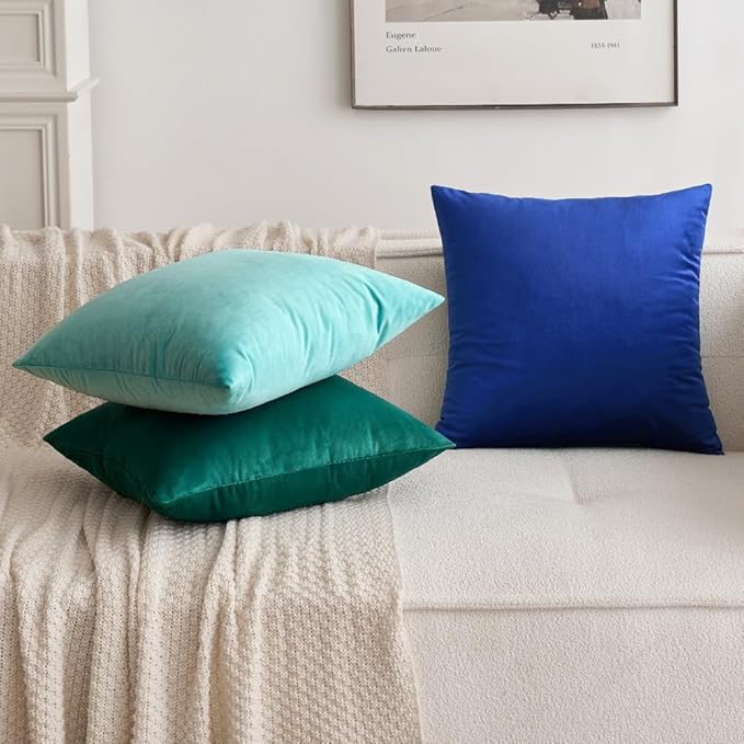 MIULEE Velvet Throw Pillow Covers 18x18 Inch, Pack of 2 - Royal Blue, Decorative Square Cushion Cases Farmhouse Modern Home Decor for Spring Couch Sofa Bedroom Living Room