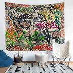 Manfei Graffiti Tapestry Wall Hanging for Bedroom Living Room Modern Fashion Design Wall Blanket Tapestries, Medium 59.1 x 59.1 Inches - color: WT6454, size: 59.1"L x 59.1"W