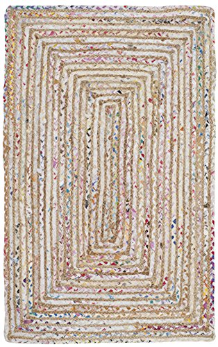 SAFAVIEH Area Rug 2x3 - Cape Cod Collection - Beige & Multi, Handmade Jute & Cotton, Woven Braided Design (CAP202B) - color: Beige/Multi, size: 2' x 3' (Rectangular)