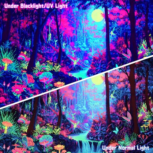 AOHMPT Blacklight Tapestry Glow in the Dark Tapestry Lakeside Scene Design 79'' × 59'' Inch Wall Hanging Decor for Bedroom Living Room - color: Landscape, size: 79"L x 59"W