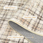 Garvee Washable Area Rugs 9x12 Living Room Rug Tartan Plaid Non Slip Soft Bedroom Rugs Farmhouse Low Pile Foldable Large Rug Stain Resistant Carpet for Nursery Dining Room Classroom, Beige - color: Plaid|beige, size: 9' x 12' (Rectangular)
