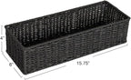 Household Essentials Handwoven Paper Rope Rectangular Storage Basket, Black