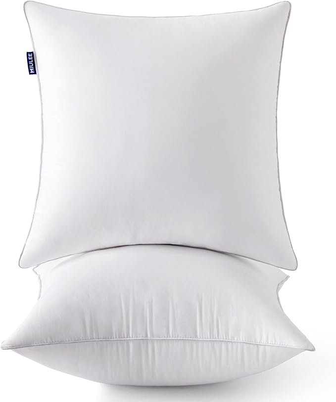 MIULEE Euro 26 x 26 Pillow Inserts (Set of 2) -Decorative Throw Pillows for Couch Sofa with 100% Cotton Covers