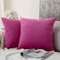 MIULEE Velvet Throw Pillow Covers 18x18 Inch, Pack of 2 - Hot Pink, Soft Solid Decorative Pillow Covers Cushion Cases Modern Luxury Home Decor for Couch Sofa Bedroom Livingroom