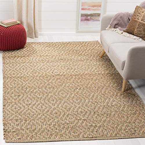 SAFAVIEH Natural Fiber Collection Area Rug - 6' x 9', Natural & Red, Handmade Diamond Trellis Jute, Ideal for High Traffic Areas in Living Room, Bedroom (NF873A) - size: 6' x 9' (Rectangular)