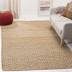 SAFAVIEH Natural Fiber Collection Area Rug - 6' x 9', Natural & Red, Handmade Diamond Trellis Jute, Ideal for High Traffic Areas in Living Room, Bedroom (NF873A) - size: 6' x 9' (Rectangular)