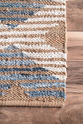 nuLOOM Hand Braided Marla Denim And Jute Diamonds Area Rug, 8x10, Off-white - color: Marla Off-white, size: 7'6" x 9'6" (Rectangular)