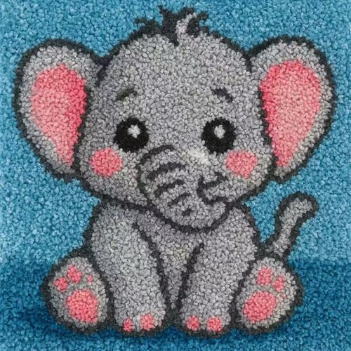 Latch Hook Kits for Kids Adults DIY Rug Tapestry Kits with Printed Canvas Embroidery Kits Festival Christmas Gifts Home Decoration (Elephants) - color: Elephants