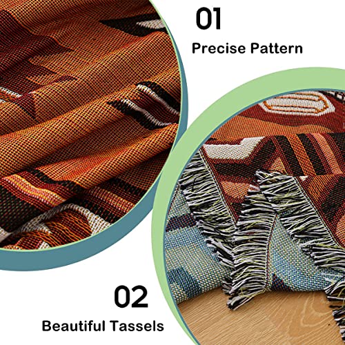 Hopstar Aztec Throw Blanket Navajo Indian Blankets and Throws Boho Western Decor Couch Cover Blanket for Bed Sofa Living Room Beach Travel 51"x63" - color: Brown, size: 51"x63"