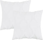 decorUhome Spring Euro Sham Throw Pillow Covers 26x26 Inch Set of 2, Soft Plush Faux Fur Wool Pure White Accent Couch Pillow Covers for Modern Farmhouse Bed Sofa Living Room