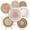 Beeveer 7 Pcs Boho Wall Baskets Decor Hanging Rustic Rattan Wicker Wall Basket for Farmhouse Living Rooms Bedrooms Kitchen Decorations(Classic Style)
