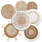 Beeveer 7 Pcs Boho Wall Baskets Decor Hanging Rustic Rattan Wicker Wall Basket for Farmhouse Living Rooms Bedrooms Kitchen Decorations(Classic Style)