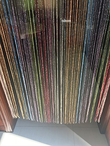 1x2 M Door String Curtain Rare Flat Thread Fringe Panel Room Divider Cute Strip Tassel for Wedding Coffee House Restaurant Parts (Multicolor) - color: Multi Color