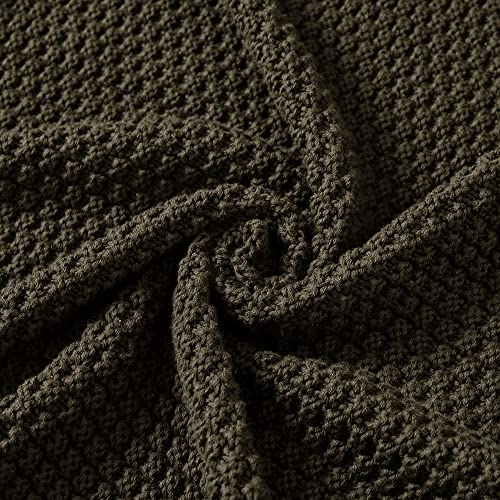 Longhui bedding 100% Cotton Knitted Throw Blanket – Dark Brown, Soft & Cozy, Machine Washable, 51"x63" – Perfect for Living Room, Couch, Sofa, Bed or Travel - color: Dark Brown, size: 51" x 63", Standard