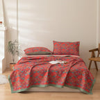 100% Cotton Muslin Blanket Jacquard Rustic Mermaid Fish Scales Quilt, Soft Bed Cover 3 Layers Reversible Bedspread Coverlet Breathable Lightweight Bedding Twin(59"x94"), No Pillow Sham