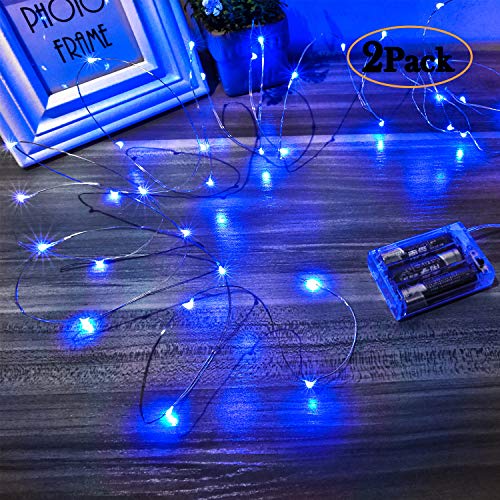 Ariceleo Led Fairy Lights Battery Operated, 1 Pack Mini Battery Powered Copper Wire Starry Fairy Lights for Bedroom, Christmas, Parties, Wedding, Centerpiece, Decoration (5m/16ft Blue) - color: Blue, size: 1 Pack