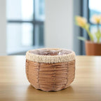 VICASKY Handwoven Woven Planter Basket Natural Indoor Outdoor Flower Pot Decorative Rattan Plant Pot for Boho Decor