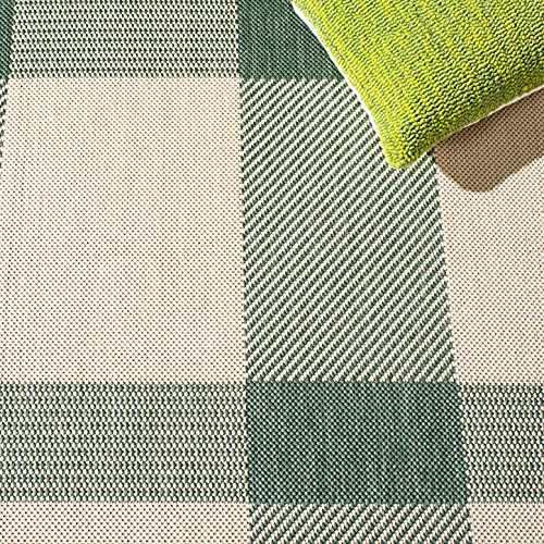 SAFAVIEH Courtyard Collection 2' x 3'7" Green/Beige CY6201 Modern Farmhouse Plaid Indoor/ Outside Waterproof Easy cleansingPatio Backyard Mudroom Accent Mat - color: Green/Beige, size: 2' x 3'7" (Rectangular)