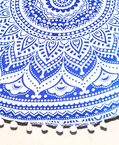 Large Round seat Floor Cushion Chair Ottoman Cover Pouf Pillow Meditation Floor Cushions for Adults Seating pouffe Ottoman Throw Covers Craft Room Furniture for Sitting Cover 22 Inches (Blue) - color: Blue